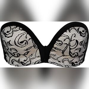 EUC DotVol Jacquard Women's No Wire Bra(Wing Black,36DD) No Slip